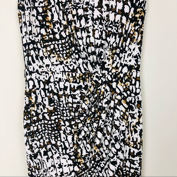 Calvin Klein white black abstract faux wrap dress - Picture 3 of 10